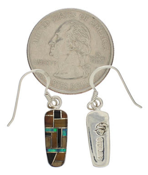 Southwest Multicolor Inlay And Silver Earrings EX32085