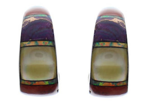 Southwest Jewelry Multicolor Sterling Silver Hoop Earrings EX24370