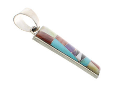Multicolor Inlay And Genuine Sterling Silver Jewelry Pendant EX24405