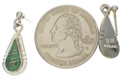 Southwestern Sterling Silver Turquoise Post Dangle Earrings TX26277