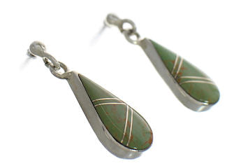 Turquoise Sterling Silver Southwestern Tear Drop Earrings TX26511