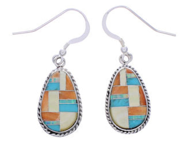 Southwest Multicolor Inlay Silver Earrings FX31206