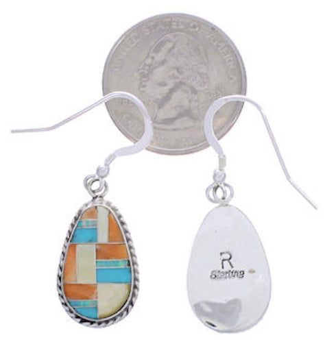 Southwest Multicolor Inlay Silver Earrings FX31206