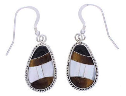 Sterling Silver Multicolor Southwest Hook Dangle Earrings FX31210