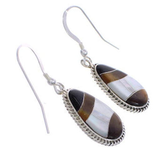 Sterling Silver Multicolor Southwest Hook Dangle Earrings FX31210