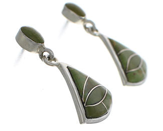 Southwest Silver Turquoise Inlay Post Dangle Earrings Jewelry EX24776