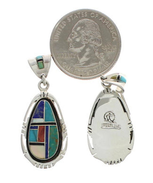 Multicolor Inlay Sterling Silver Post Dangle Earrings Jewelry EX24802