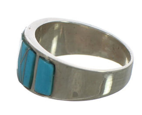 Sterling Silver Southwest Turquoise Inlay Ring Size 5-3/4 CX51942