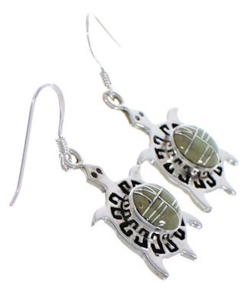 Turqouise Inlay Turtle Southwest Sterling Silver Earrings PX31980