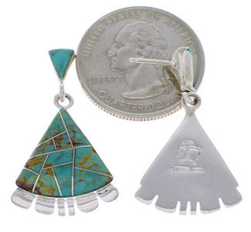 Turquoise Inlay Sterling Silver Jewelry Earrings PX32121