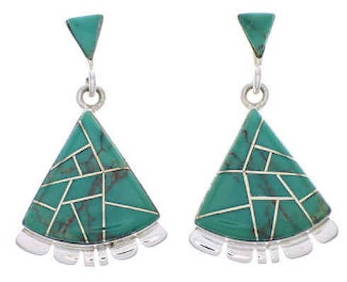 Southwestern Silver Jewelry Turquoise Inlay Earrings PX32131