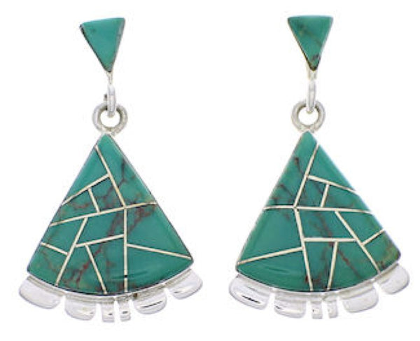 Southwestern Silver Jewelry Turquoise Inlay Earrings PX32131