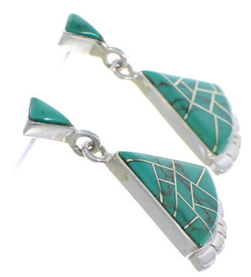 Southwestern Silver Jewelry Turquoise Inlay Earrings PX32131
