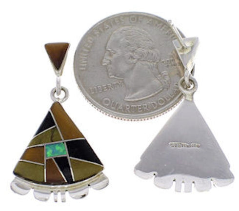 Sterling Silver Jewelry Multicolor Inlay Post Dangle Earrings PX32151