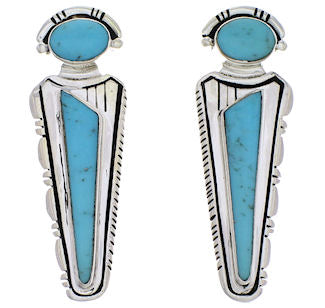 Southwestern Silver And Turquoise Earrings PX32189