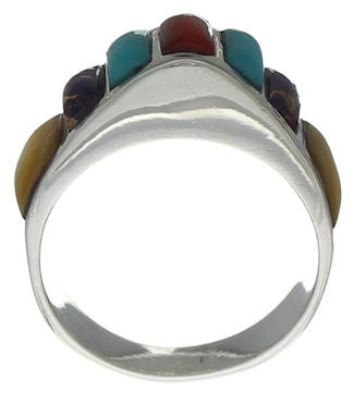 Multicolor Inlay Sterling Silver Southwest Ring