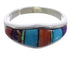 Multicolor Inlay Sterling Silver Ring Size 6-3/4 EX43923