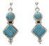 Turquoise Inlay Southwest Silver Post Dangle Earrings FX31046