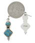 Turquoise Inlay Southwest Silver Post Dangle Earrings FX31046