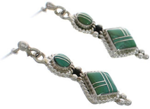 Sterling Silver Turquoise Inlay Post Dangle Earrings FX31051