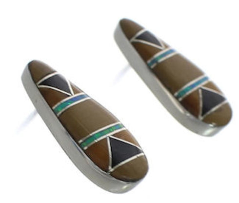 Multicolor Sterling Silver Southwest Post Earrings FX31091