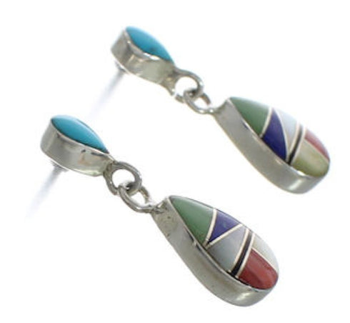 Sterling Silver Southwest Multicolor Post Dangle Earrings FX31111