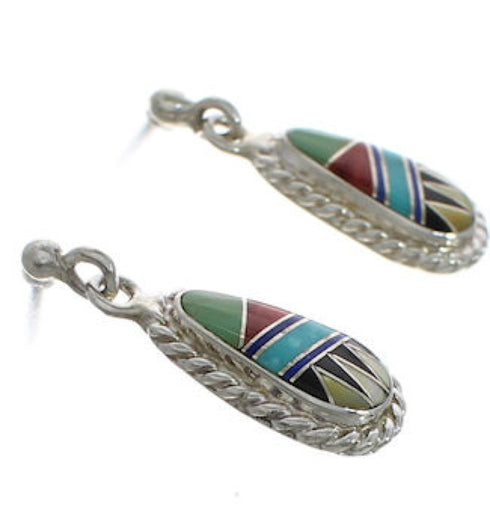 Authentic Sterling Silver Southwest Multicolor Post Earrings FX31138