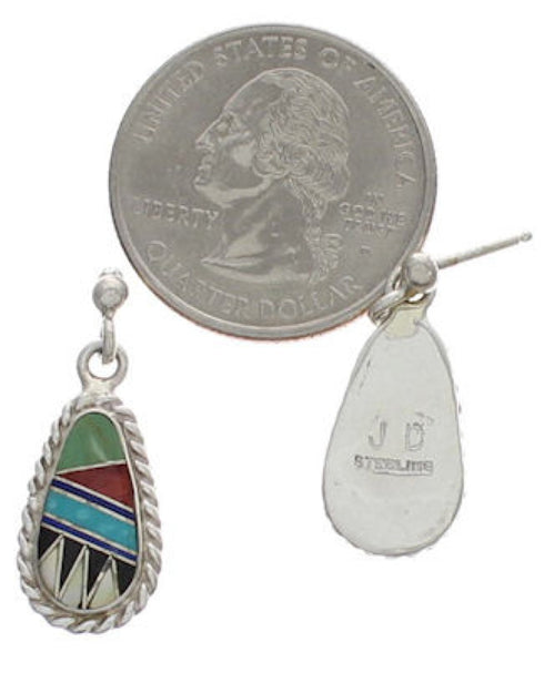 Authentic Sterling Silver Southwest Multicolor Post Earrings FX31138