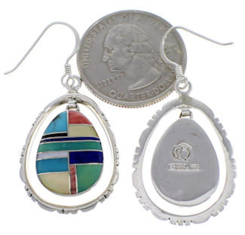 Southwest Silver Multicolor Inlay Earrings FX31889