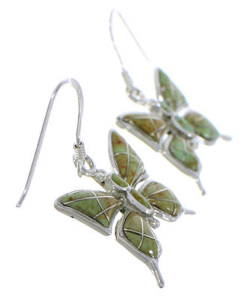 Silver Turquoise Butterfly Hook Dangle Earrings FX31894