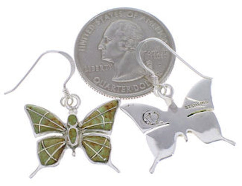 Silver Turquoise Butterfly Hook Dangle Earrings FX31894