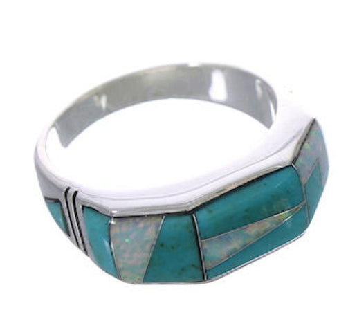 Southwest Jewelry Turquoise And Opal Ring Size 7-1/2 AX37042