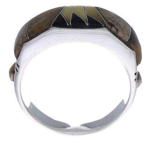 Southwestern Silver Tiger Eye Multicolor Ring Size 7-1/2 AX37175