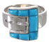 Southwest Sterling Silver Turquoise Belt Ring Size 6-3/4 CX50408