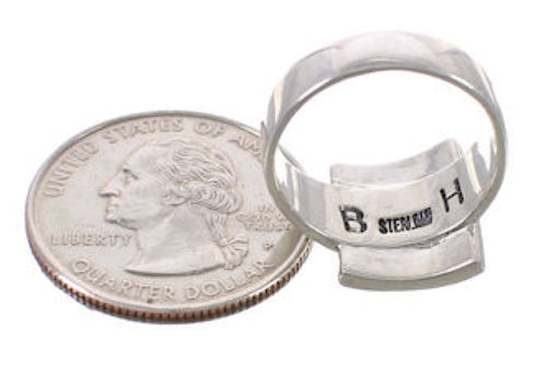 Southwest Sterling Silver Turquoise Belt Ring Size 6-3/4 CX50408