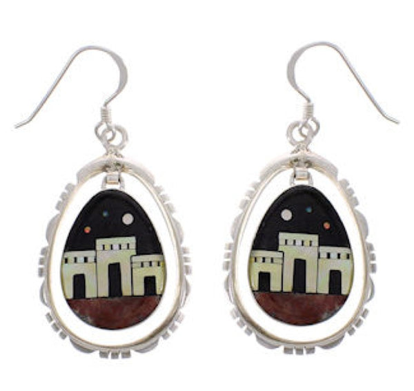 Native American Pueblo Design Multicolor Hook Dangle Earrings PX31401