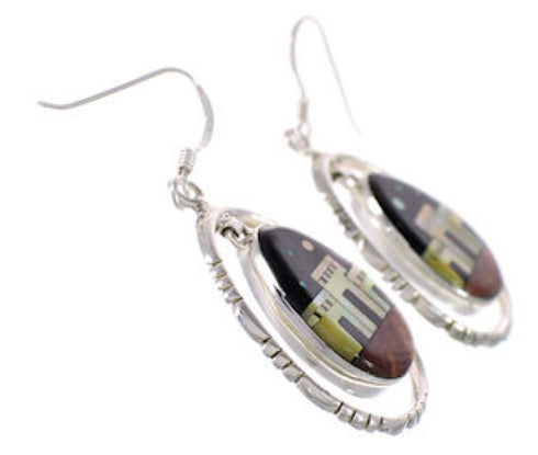 Native American Pueblo Design Multicolor Hook Dangle Earrings PX31401