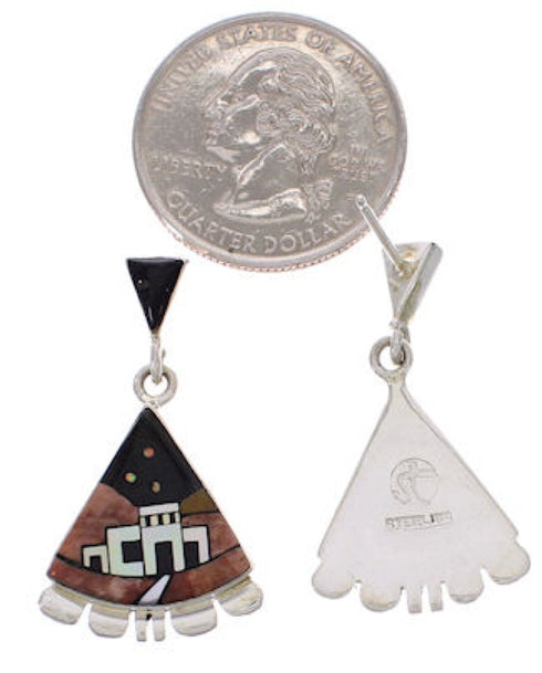 Nave American Pueblo Design Multicolor Post Dangle Earrings PX31434