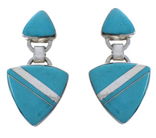 Silver And Turquoise Post Dangle Earrings TX43282
