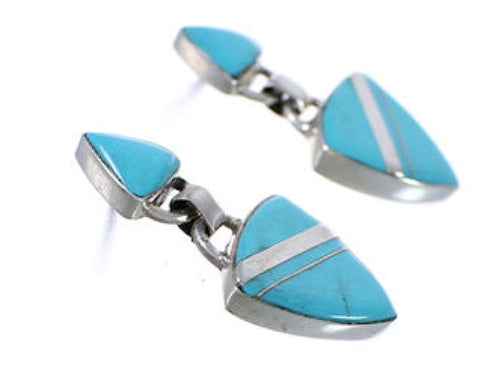 Silver And Turquoise Post Dangle Earrings TX43282