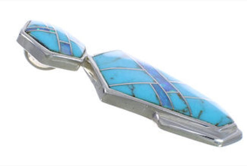 Genuine Sterling Silver Opal Turquoise Inlay Slide Pendant WX43064