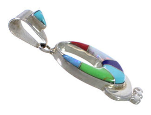 Genuine Sterling Silver Multicolor Inlay Pendant WX43235