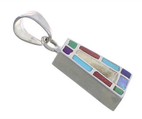 Genuine Sterling Silver Multicolor Slide Reversible Pendant WX43548