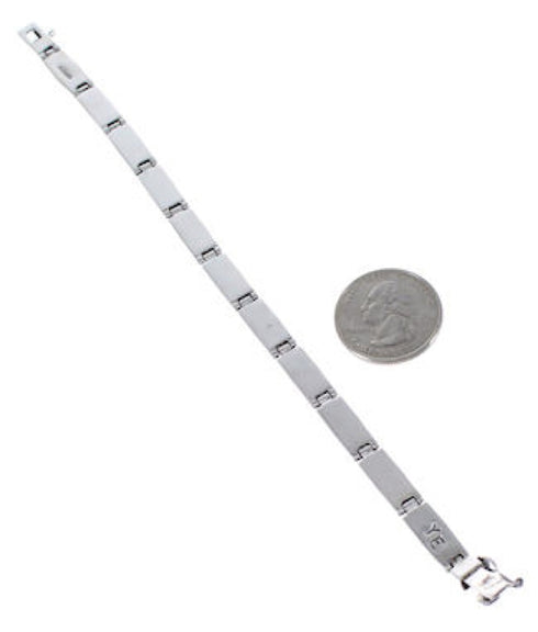 Native American Village Design Multicolor Silver Link Bracelet FX27829