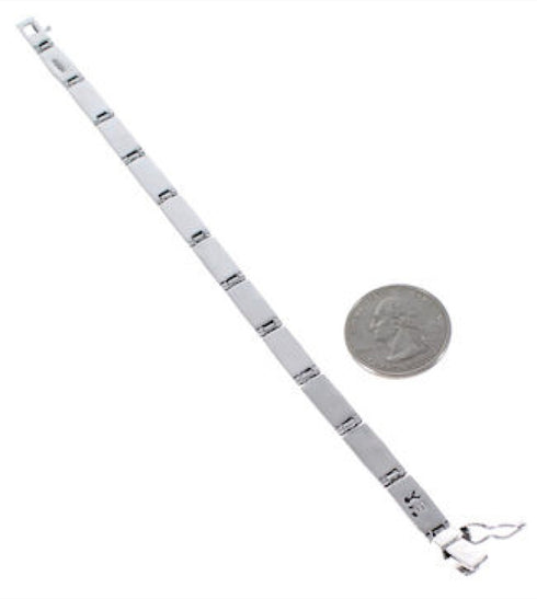 Native American Village Design Multicolor Silver Link Bracelet FX27831