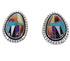Southwest Multicolor Silver Post Earrings FX32856