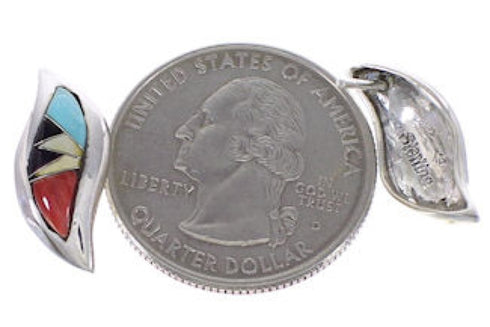 Silver Multicolor Inlay Post Earrings FX32936