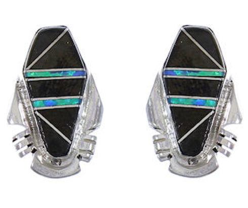 Jet Blue Opal Inlay Jewelry Southwest Post Earrings PX43038
