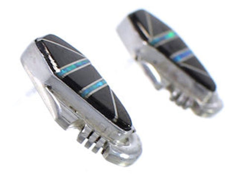 Jet Blue Opal Inlay Jewelry Southwest Post Earrings PX43038