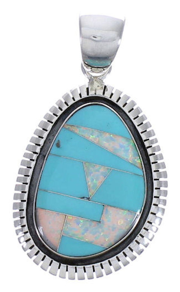 Opal Turquoise Inlay Sterling Silver Slide Pendant PX29249